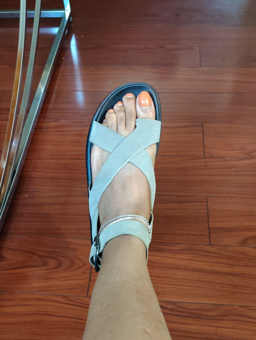 No Boundaries Light Gray Crisscross Ankle Strap Sandals